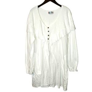 New Free People BEACH Aurora Mini Dress $88 free-est LARGE White Smocked